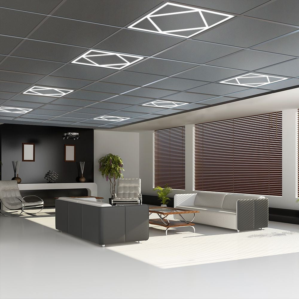 Hexagon Diamant LED Panel 60x60 - 60W, 6000lm, hvid kant