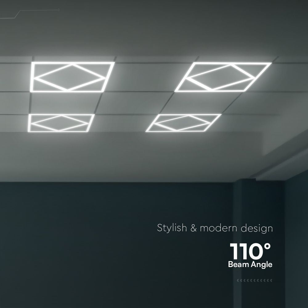 Hexagon Diamant LED Panel 60x60 - 60W, 6000lm, hvid kant