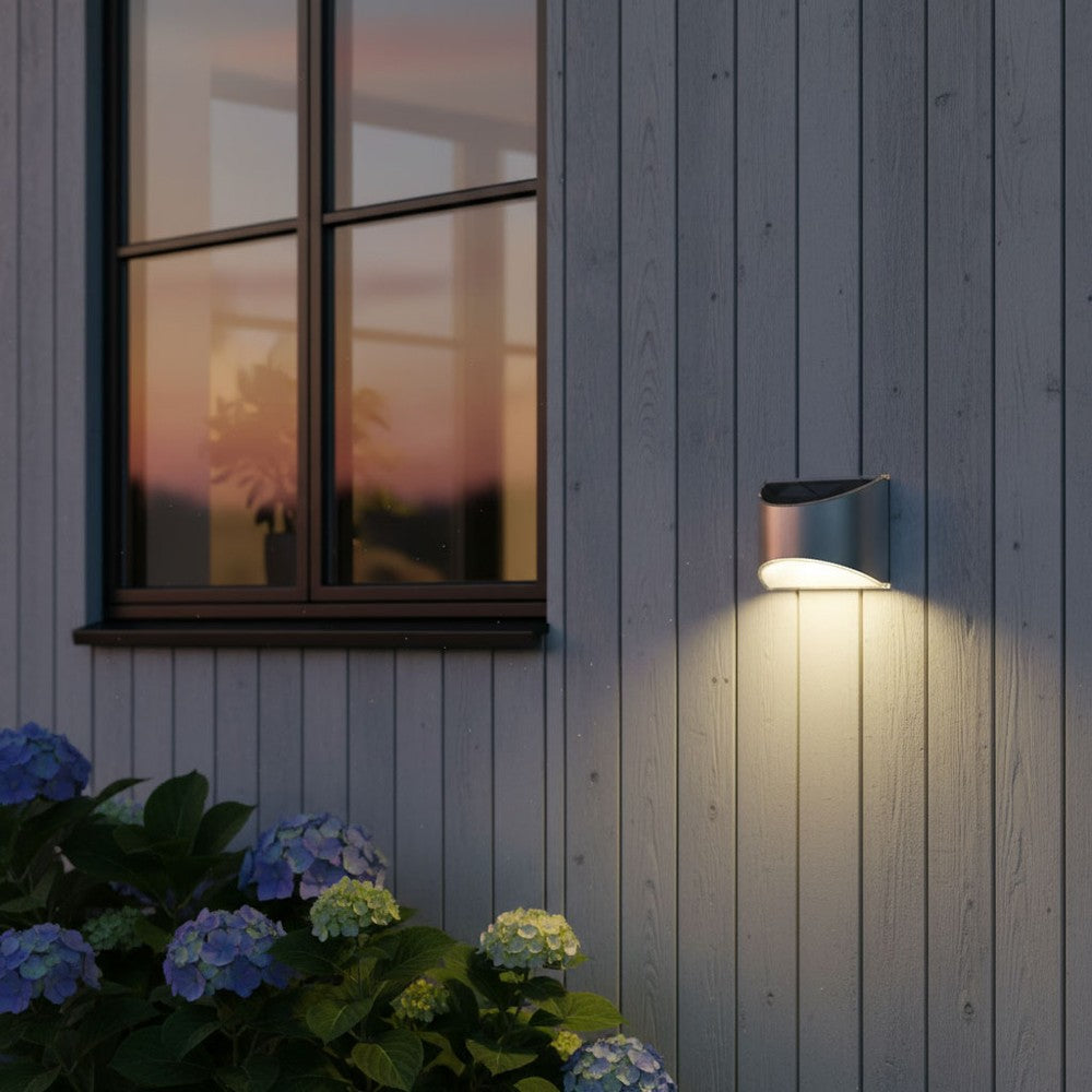 MIVO Solcelle væglampe LED - Sølv, udendørs væg-effekt, 2 stk.