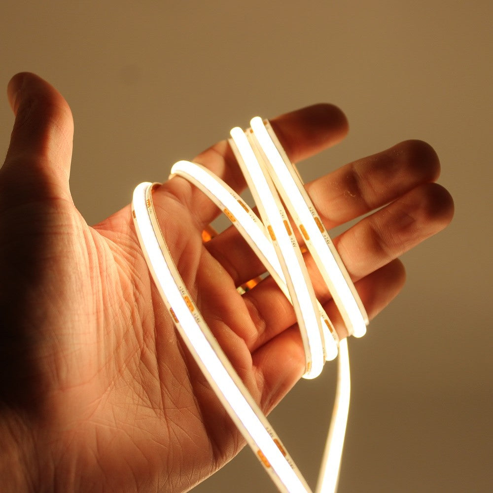 5 meter Dot-fri COB-LED-strips med 320 LED pr. meter, 4000K, 24V, 4W/m, høj farvegengivelse (RA95) - IP20
