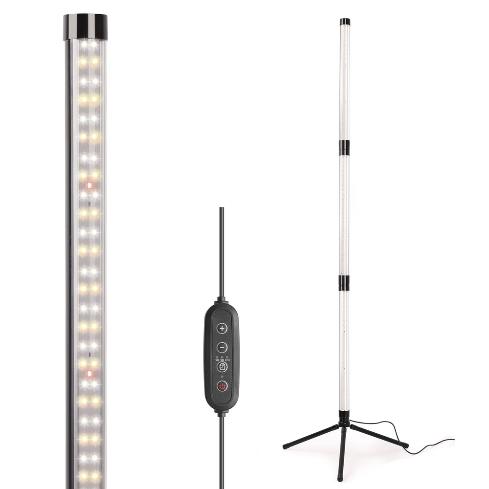 Vækstlys med stativ - 38W, Justerbar, 3 lamper, timer, 4500lm