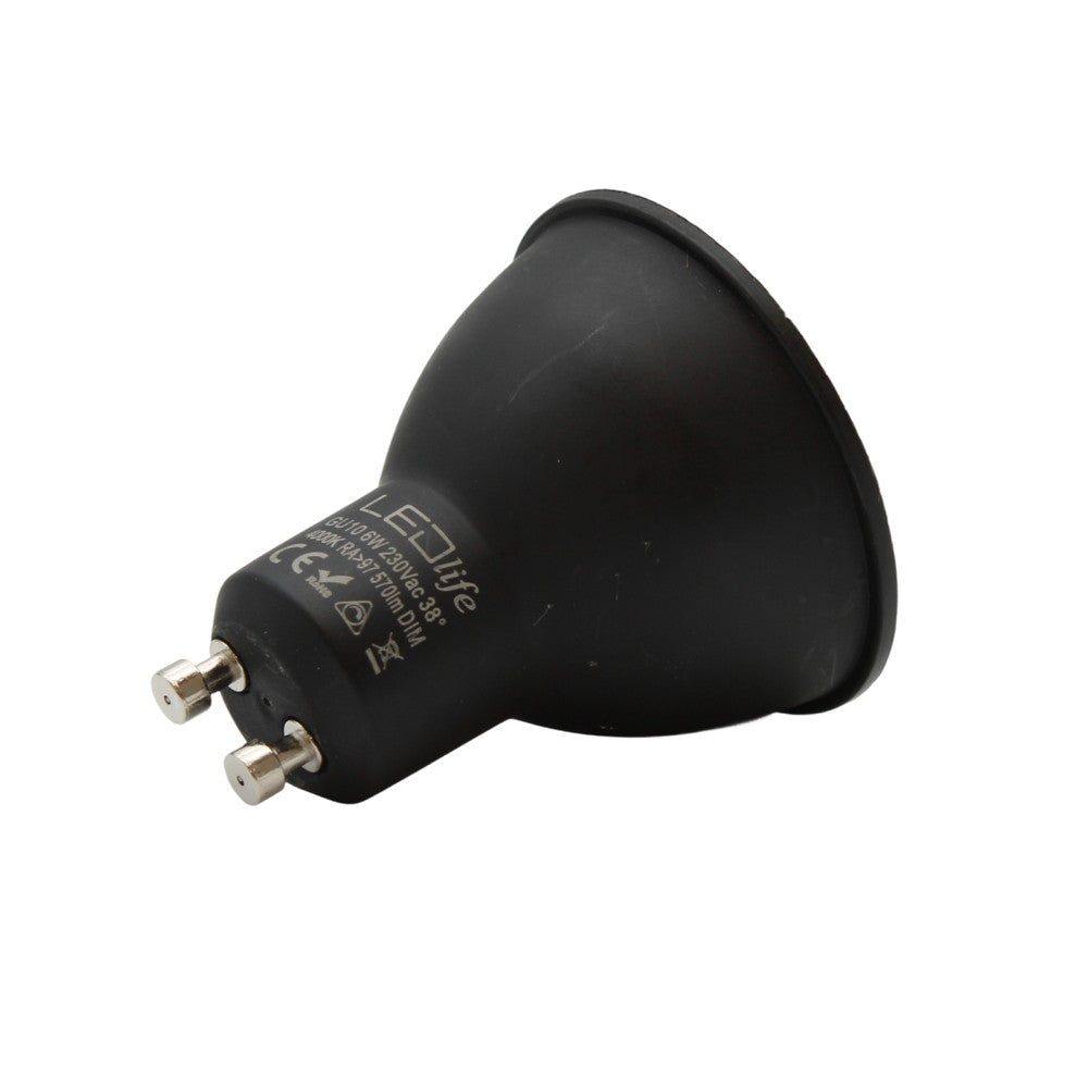 LEDlife LUX6 LED spot - 6W, RA 97, dæmpbar, 230V, GU10, sort