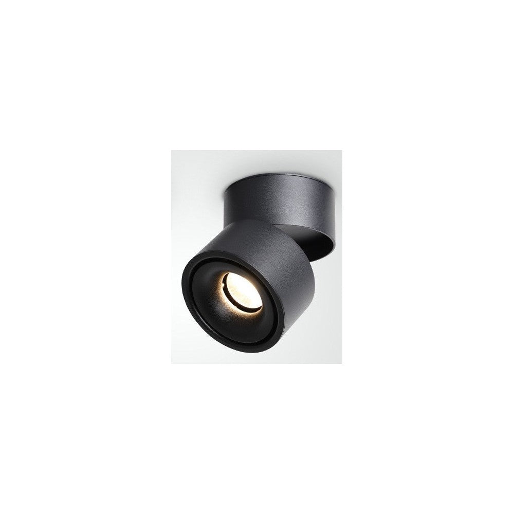 Dæmpbar sort LED loftspot med høj farvegengivelse (RA98) - 10W, justerbar, til påbygning - Effekt: 10W, Input: 230V, 1000lm.