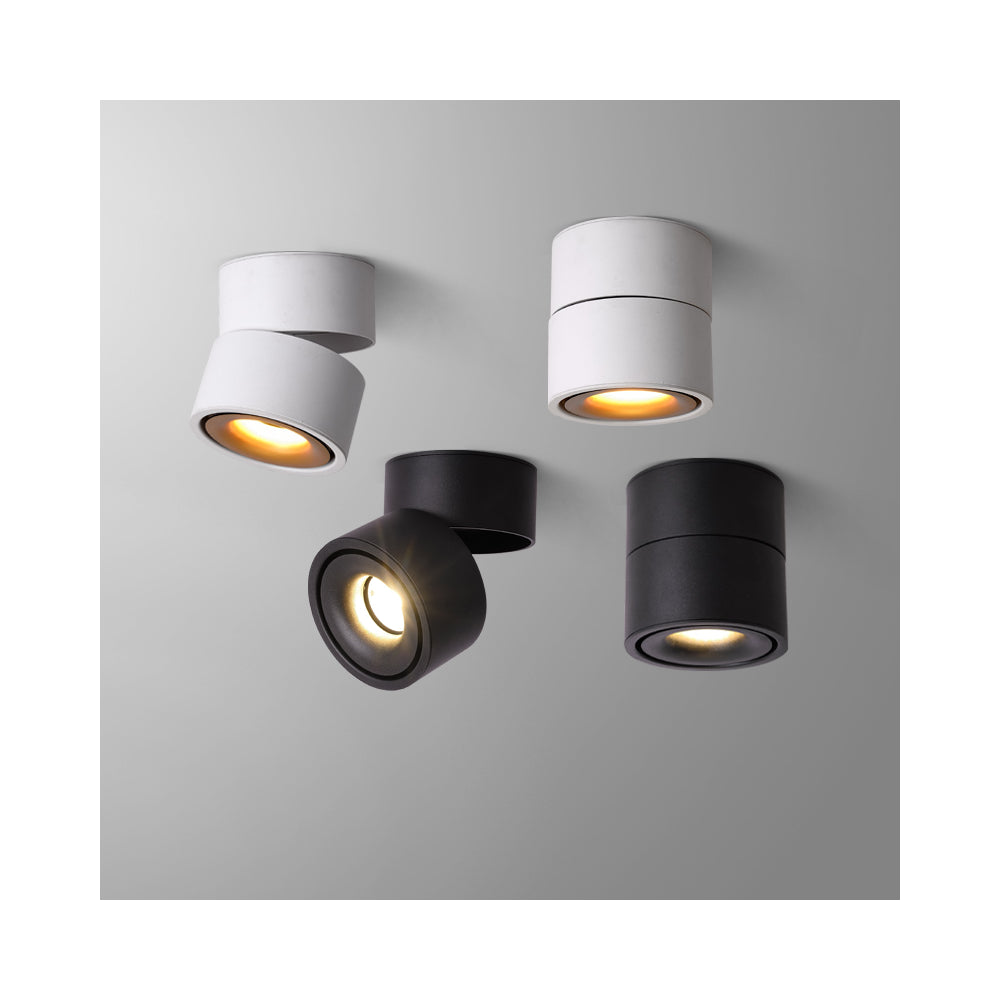 Dæmpbar sort LED loftspot med høj farvegengivelse (RA98) - 10W, justerbar, til påbygning - Effekt: 10W, Input: 230V, 1000lm.