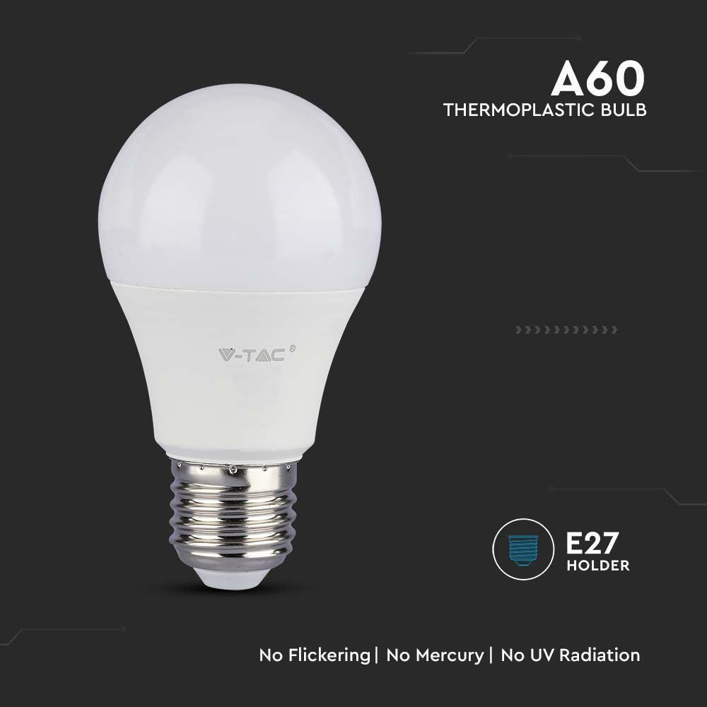 LED Pære E27 10,5W - Plastik, 3000K, 1055lm, RA80, A60 Design