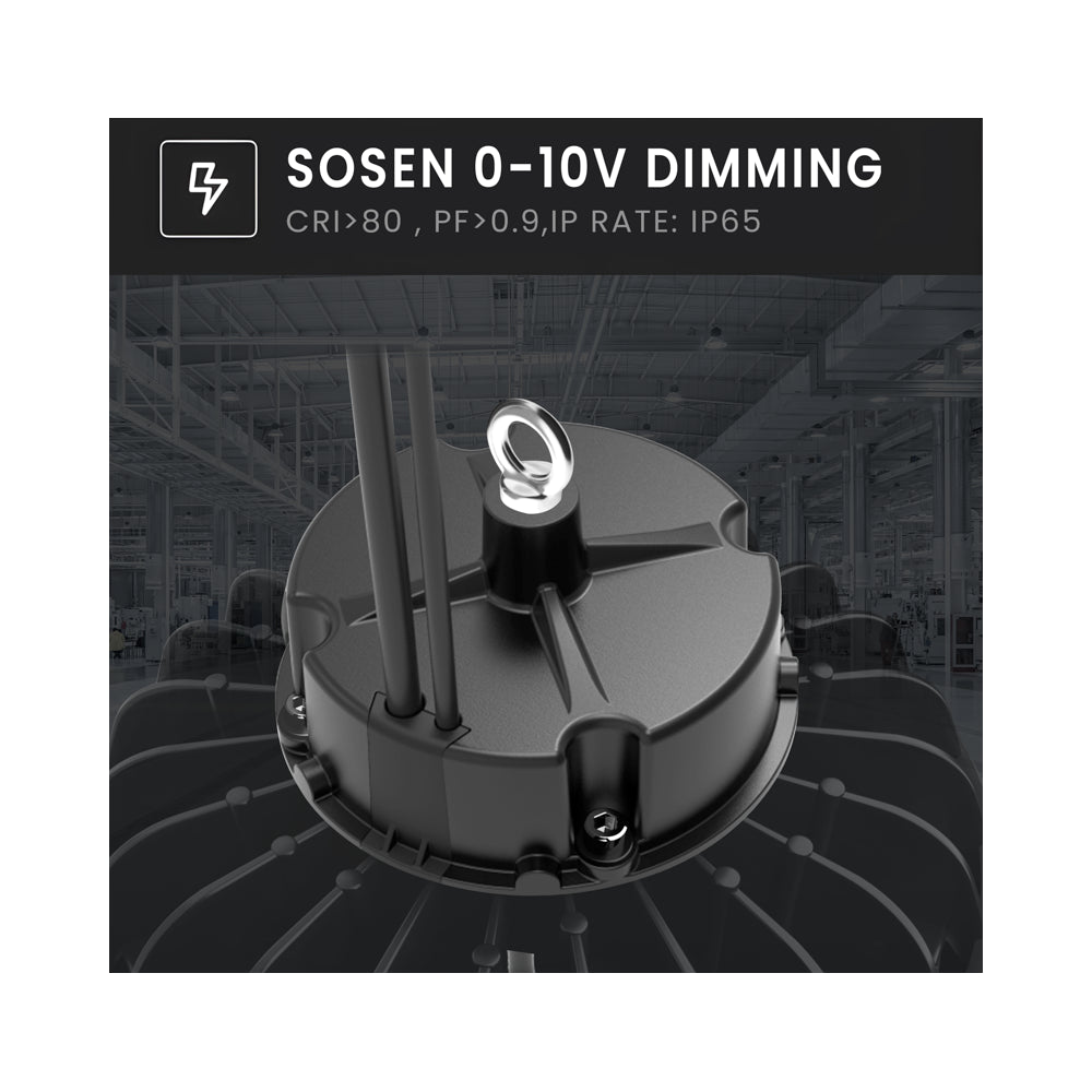 150W Solara LED høj bay med Sosen driver - 190lm/w, IP65, 0-10V dæmpbar, 5 års garanti