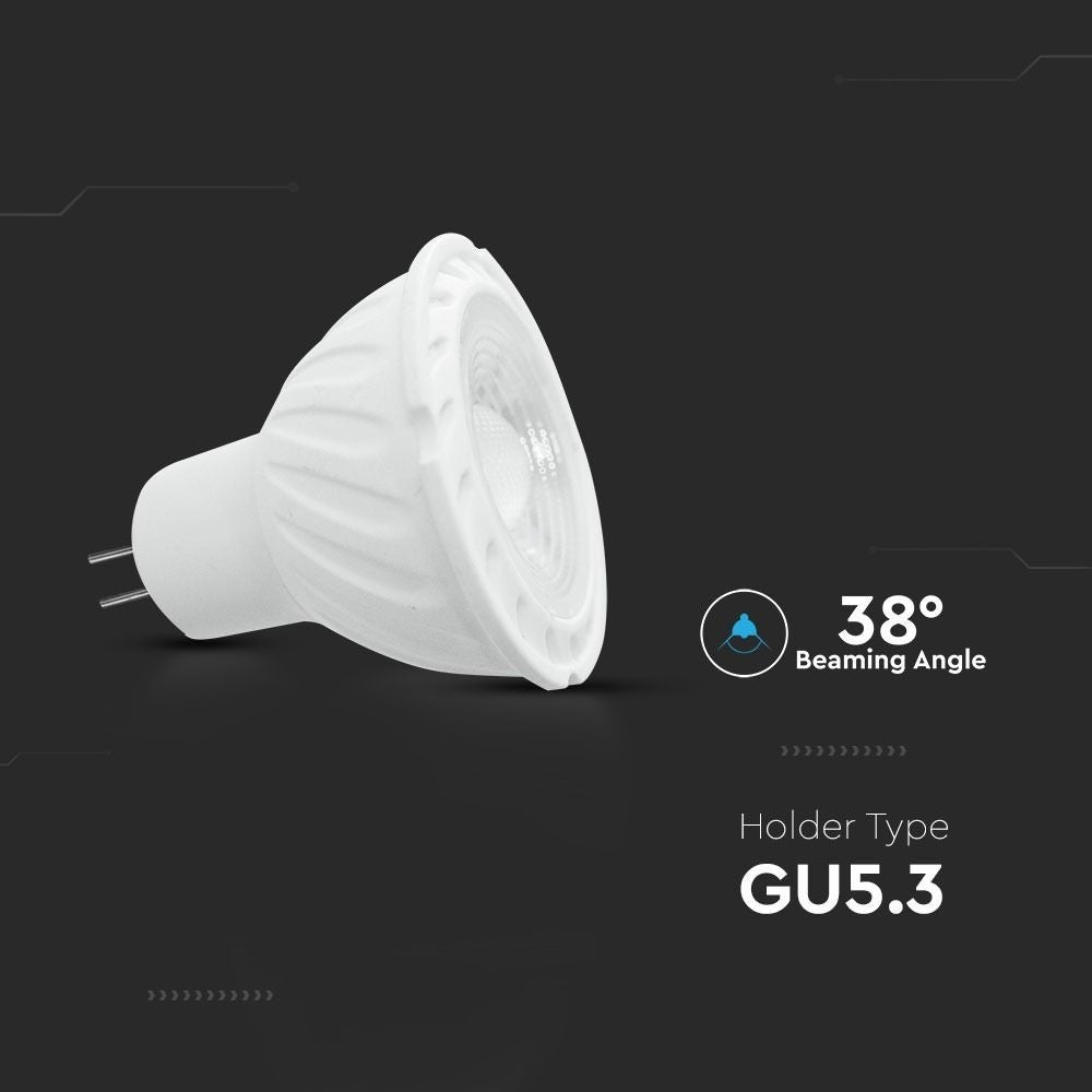 V-Tac 6,5W LED spotpære - Samsung LED chip, 12V, MR16 / GU5.3, erstatning for 55W, 450lm, RA80, 5 års garanti