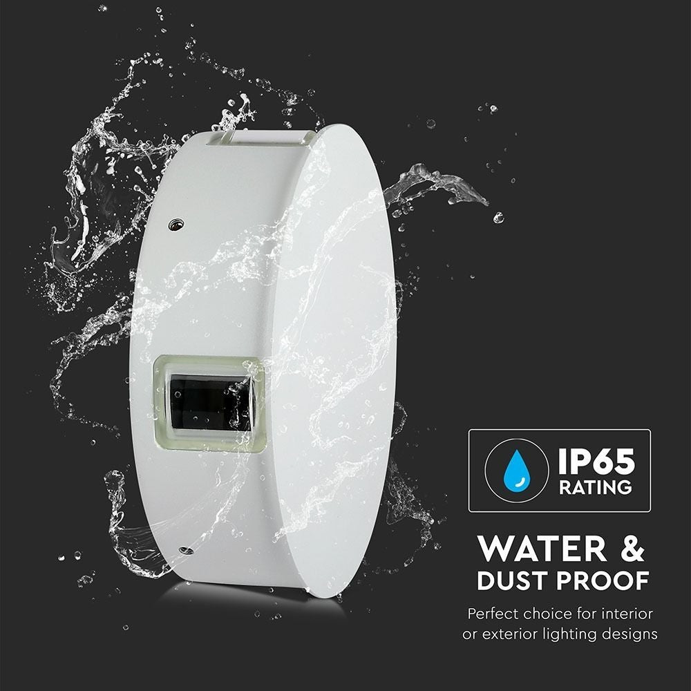 V-Tac 4W LED hvid væglampe - Rund, IP65 udendørs, 230V, inkl. lyskilde
