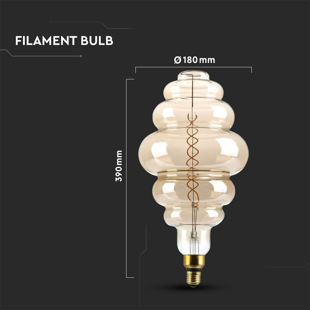 V-Tac 8W LED kæmpe globepære - Kultråd, Ø20 cm, dæmpbar, varm hvid, 2000K