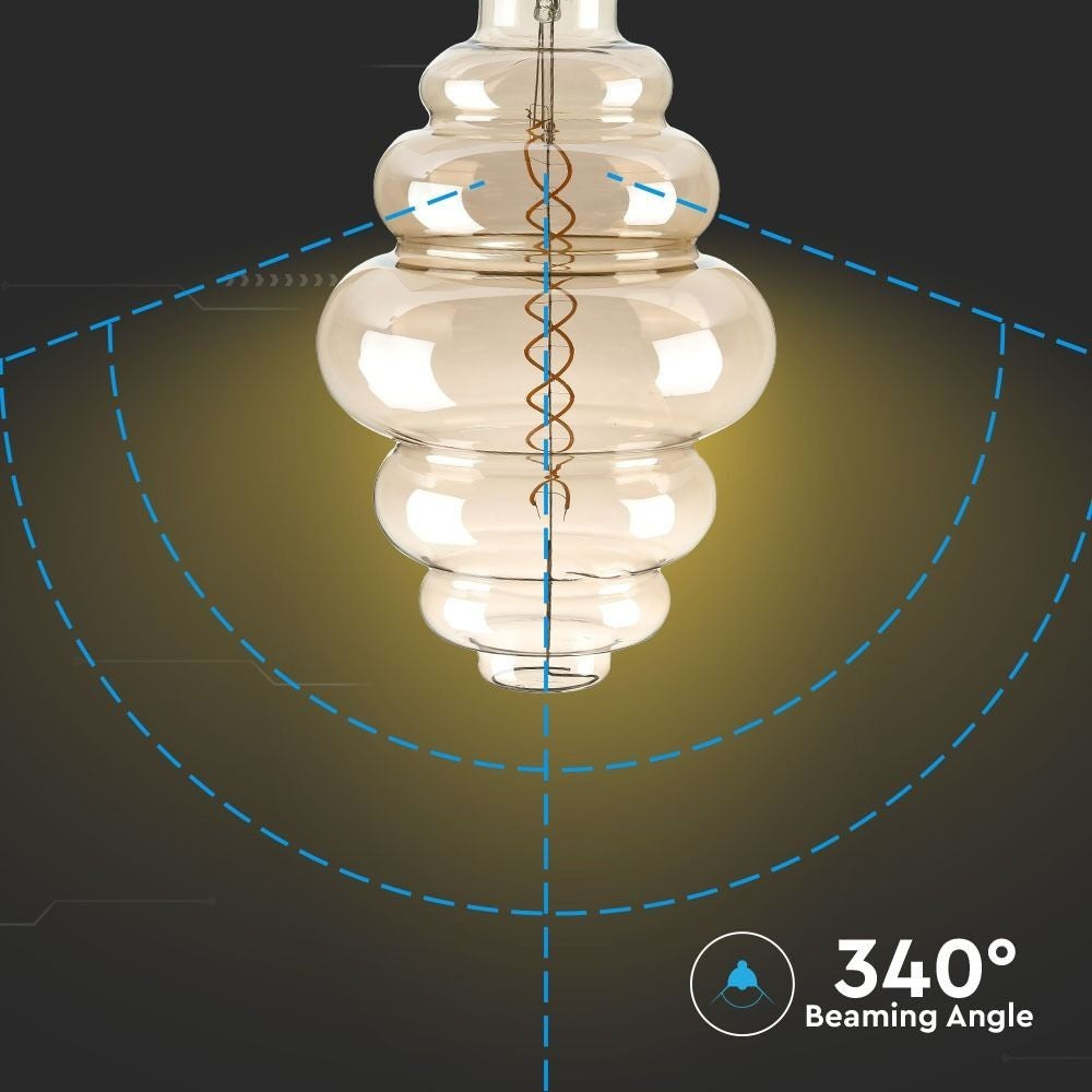 V-Tac 8W LED kæmpe globepære - Kultråd, Ø20 cm, dæmpbar, varm hvid, 2000K