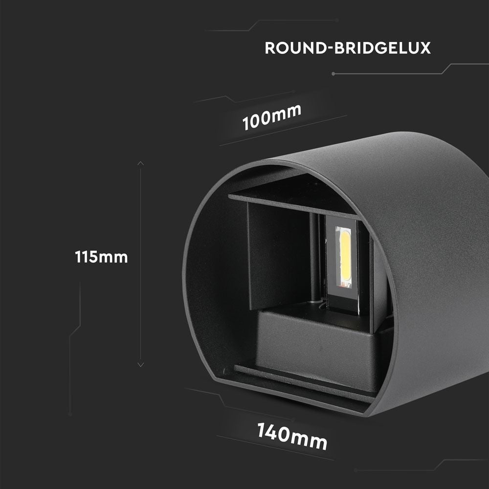 V-Tac 5W LED udendørs væglampe - Rund, justerbar spredning, IP65, inkl. lyskilde
