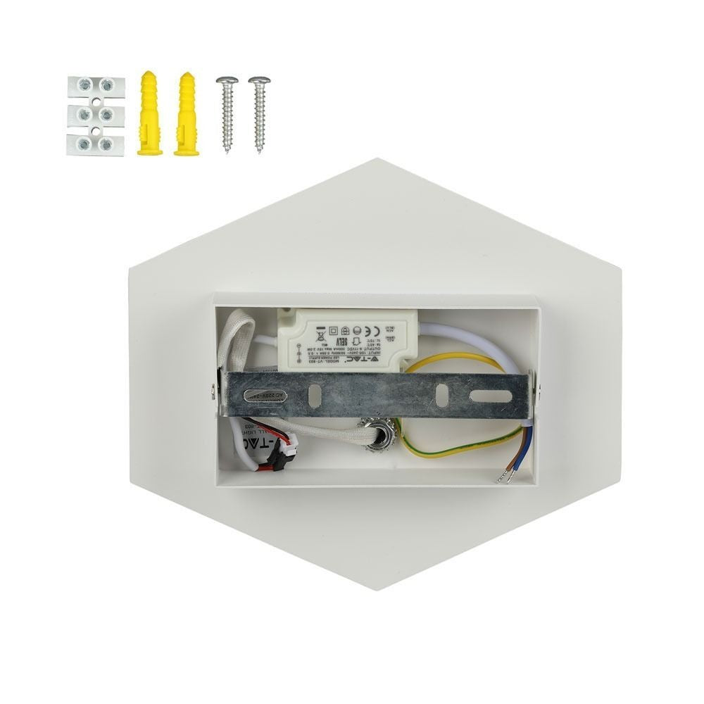 V-Tac 3W LED væglampe - Hvid, IP20 indendørs, 230V, inkl. lyskilde (Effekt: 3W, Input: 230V, 300lm, RA 80)