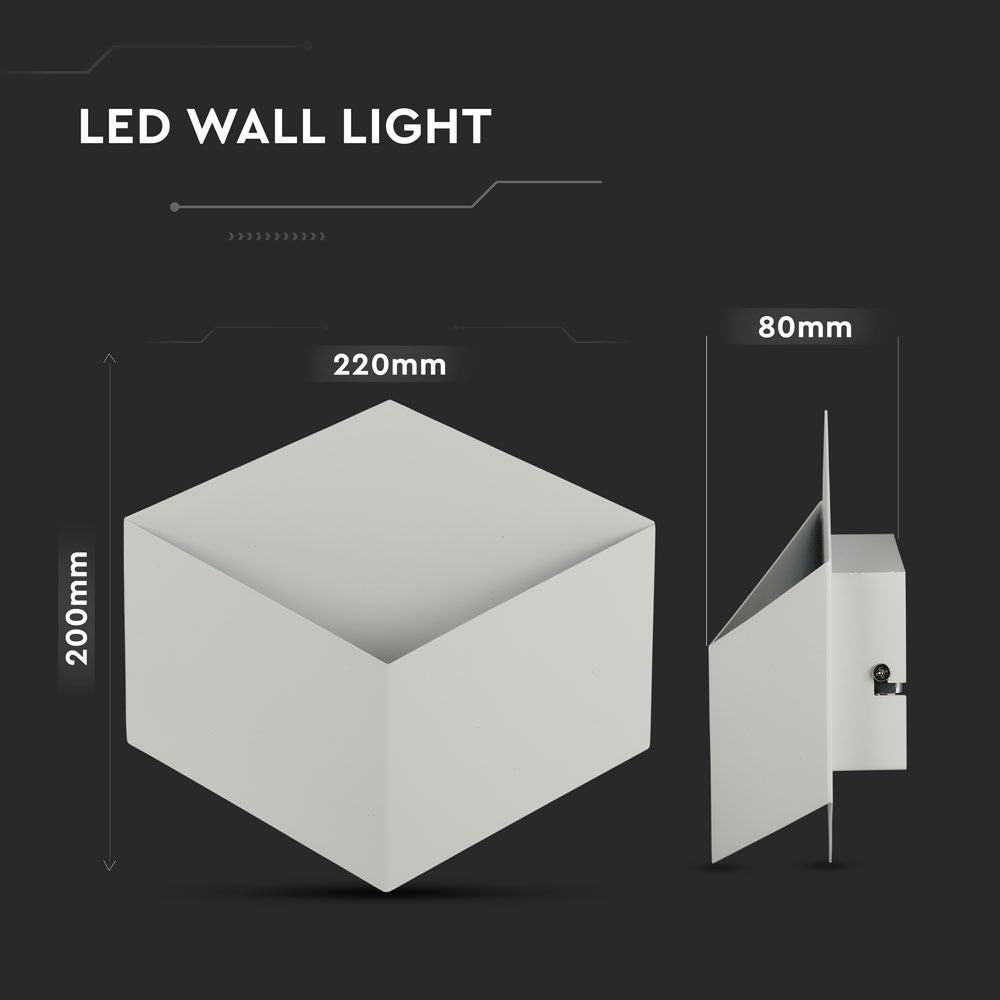 V-Tac 3W LED væglampe - Hvid, IP20 indendørs, 230V, inkl. lyskilde (Effekt: 3W, Input: 230V, 300lm, RA 80)