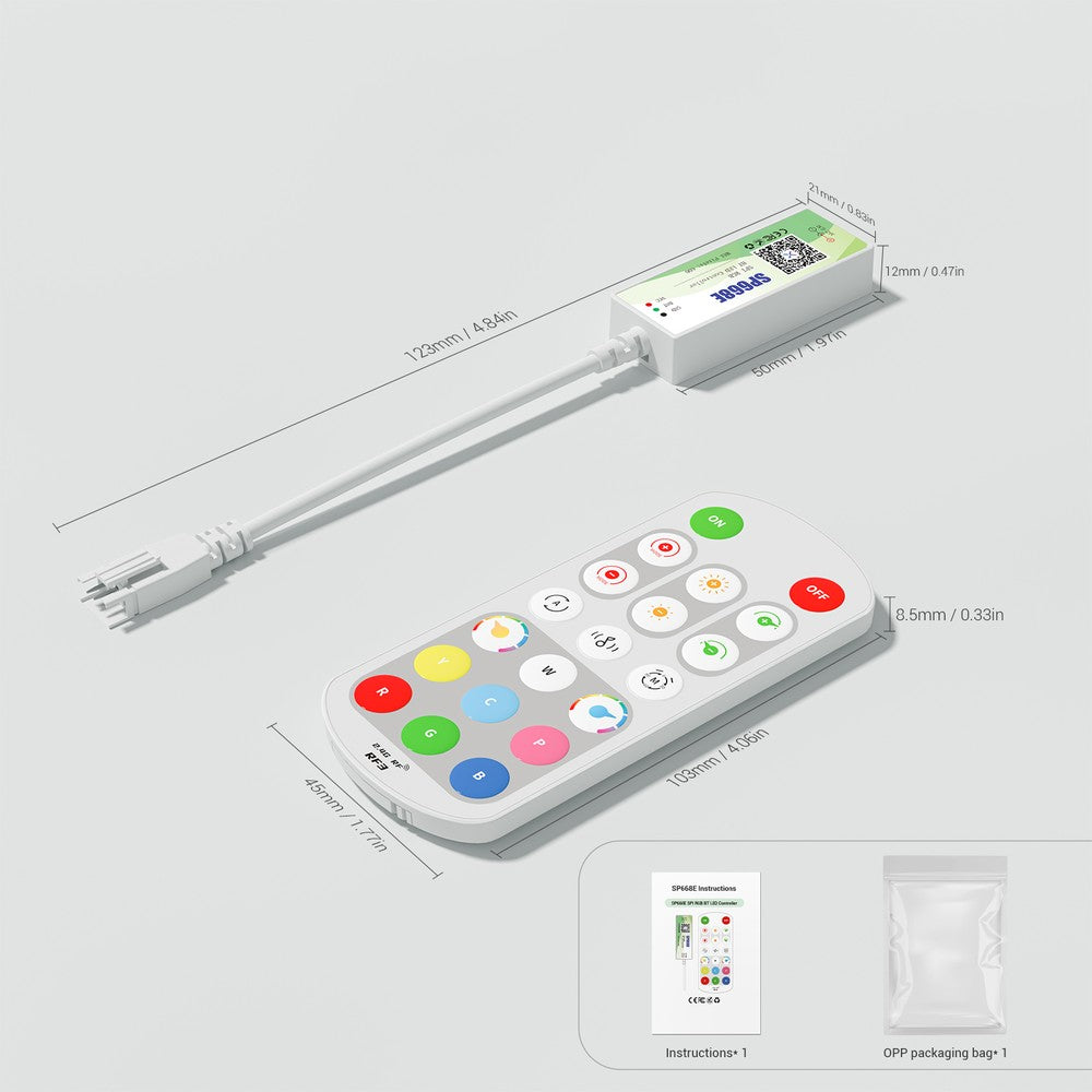 RGBIC 3-pin controller med fjernbetjening - Bluetooth og RF trådløs teknologi