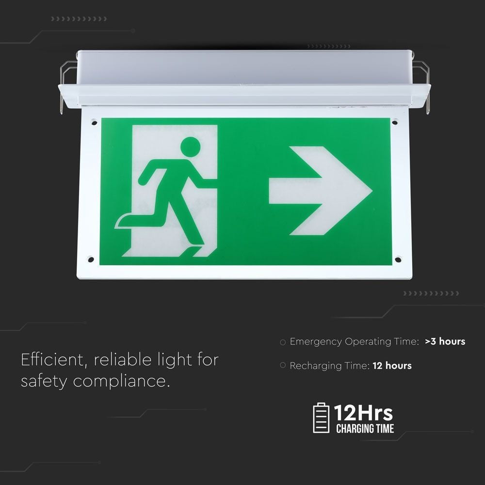 V-Tac Indbygget LED Exit Skilt - 2W, Samsung LED chip, 5 års producentgaranti