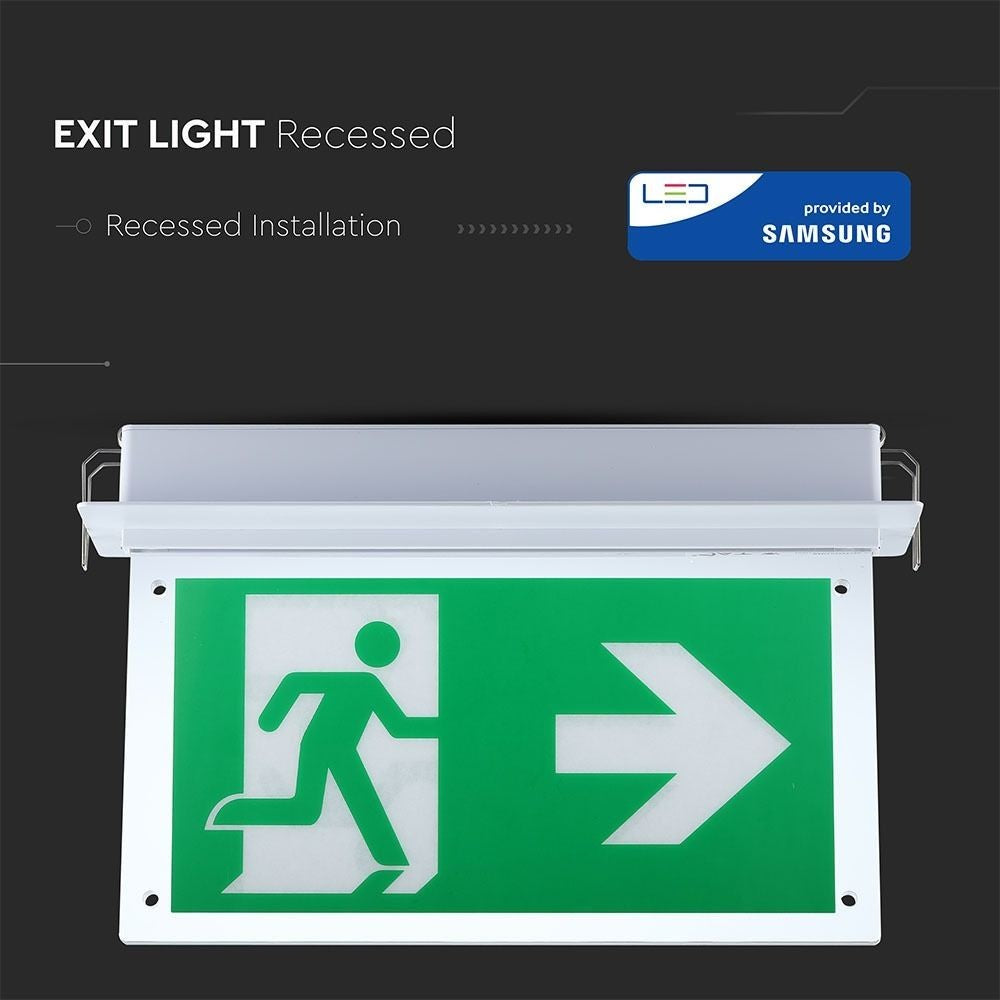 V-Tac Indbygget LED Exit Skilt - 2W, Samsung LED chip, 5 års producentgaranti