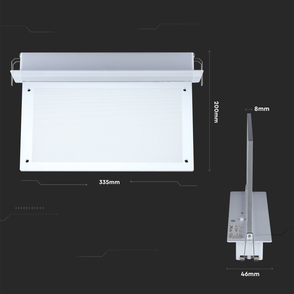 V-Tac Indbygget LED Exit Skilt - 2W, Samsung LED chip, 5 års producentgaranti