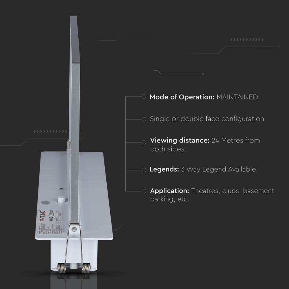 V-Tac Indbygget LED Exit Skilt - 2W, Samsung LED chip, 5 års producentgaranti