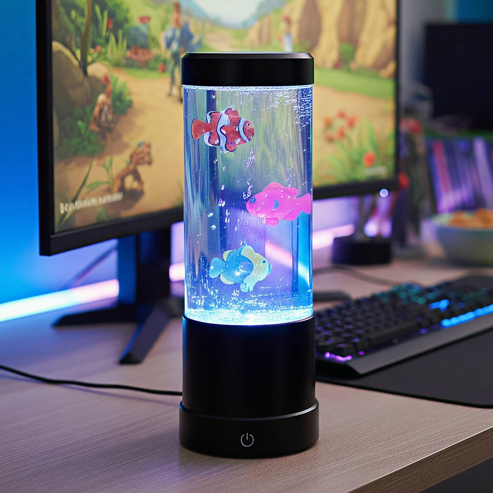 Fiskelampe RGB 23cm høj - Ø9 cm (perfekt til børn og barnlige sjæle)