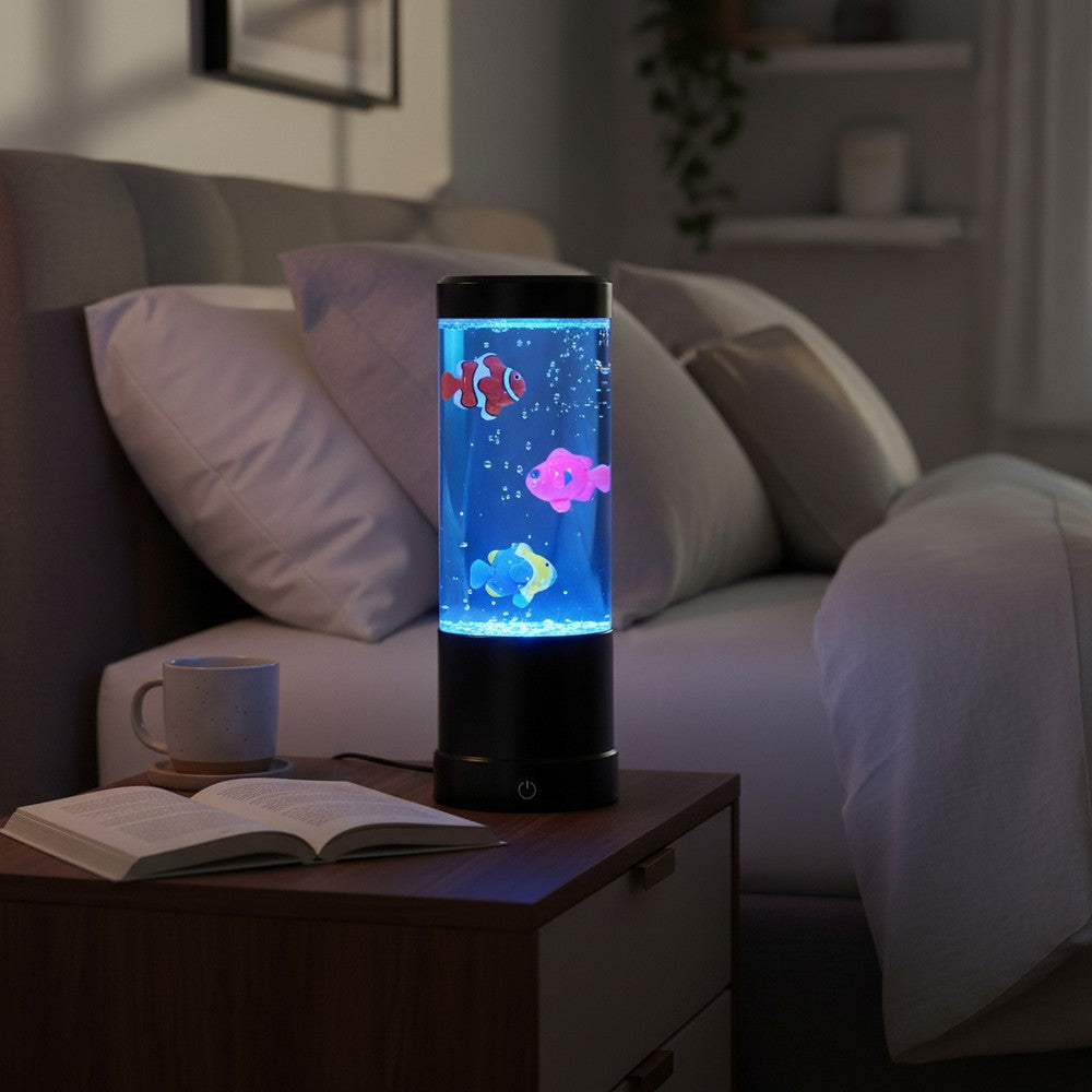 Fiskelampe RGB 23cm høj - Ø9 cm (perfekt til børn og barnlige sjæle)