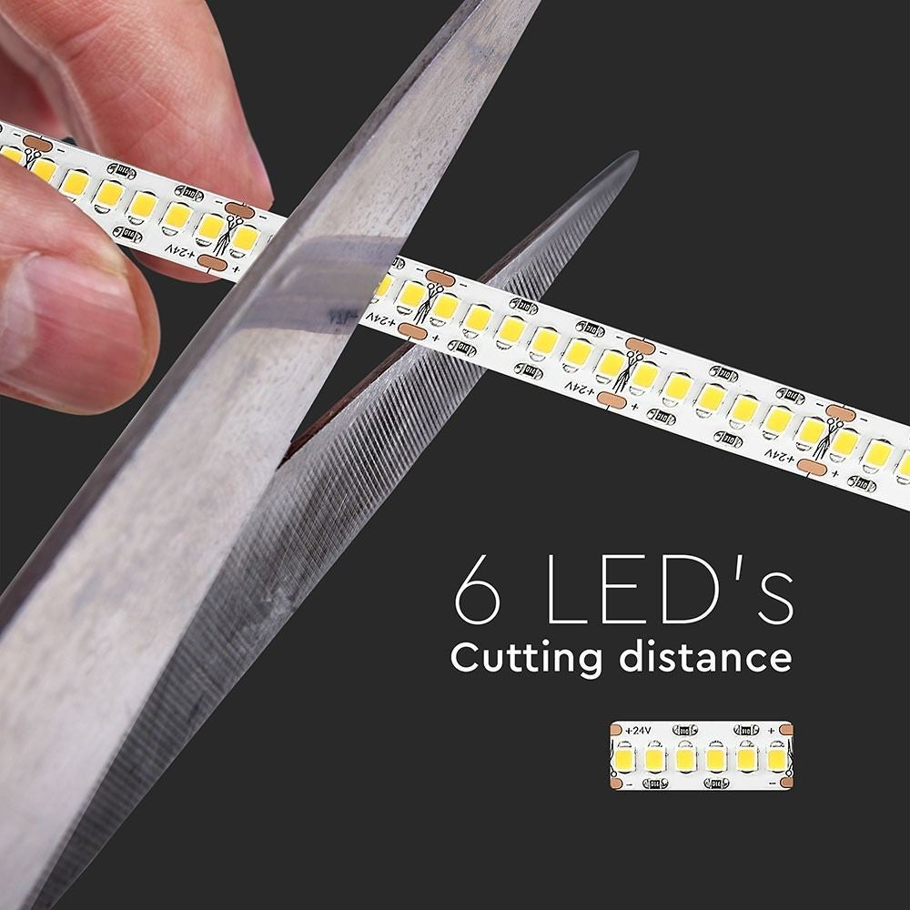 V-Tac 18W/m LED-strips RA95 - Samsung LED-chips, 10m, 24V, IP20, 240 LED pr. meter, 3 års producentgaranti