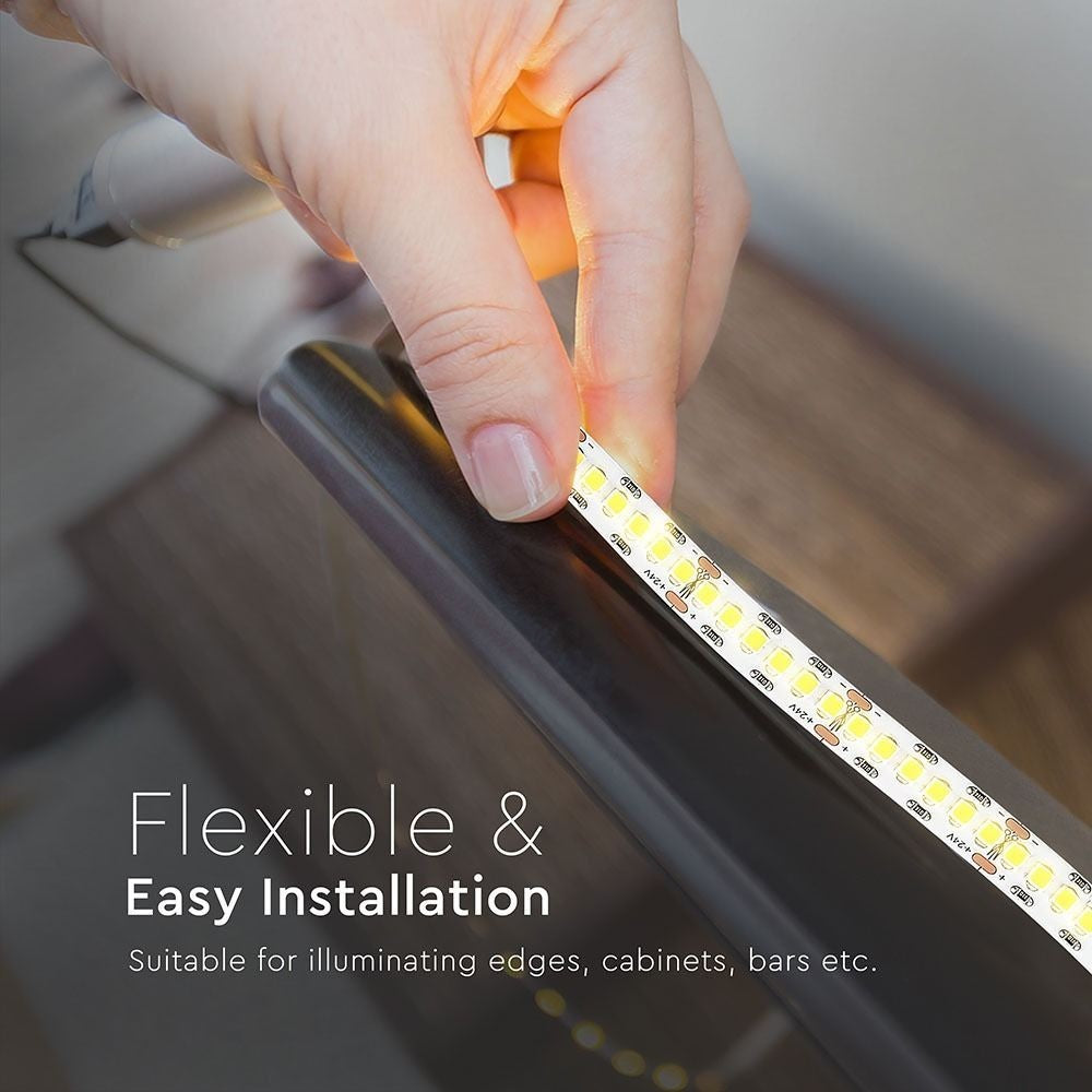 V-Tac 18W/m LED-strips RA95 - Samsung LED-chips, 10m, 24V, IP20, 240 LED pr. meter, 3 års producentgaranti