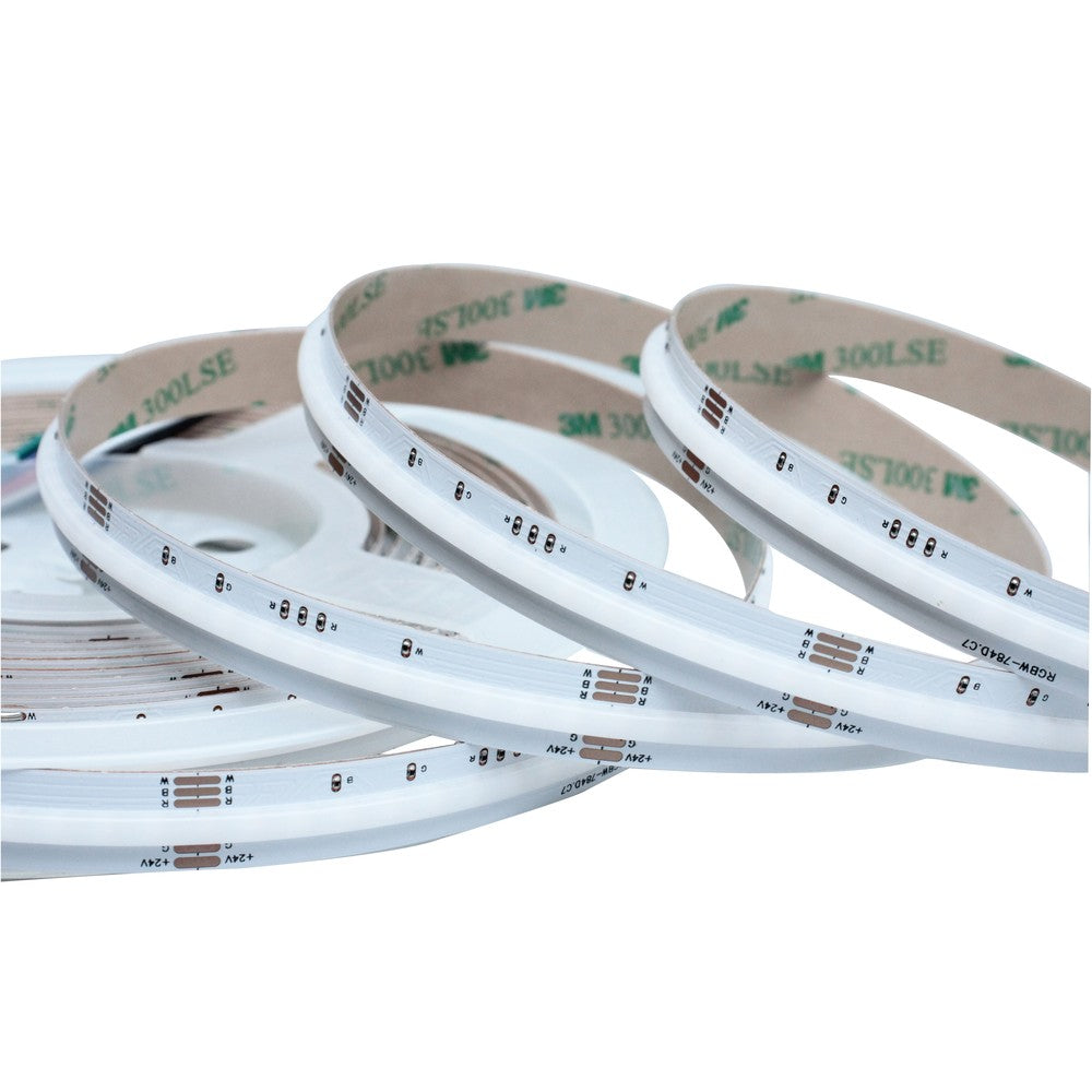 5m RGB+WW COB-LED strip - 20W/m, IP20, 784 LED pr. meter, 24V, COB LED