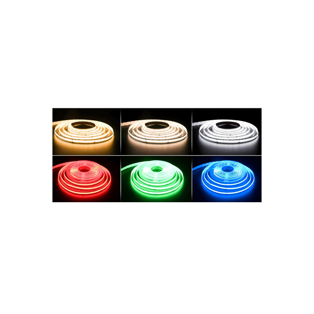 10m RGB+CCT COB-LED strip - 21W/m, IP20, 840 LED pr. meter, 24V, COB LED - Kvalitets LED strip med farveskift og hvidt lys - 1000lm/m - RA91