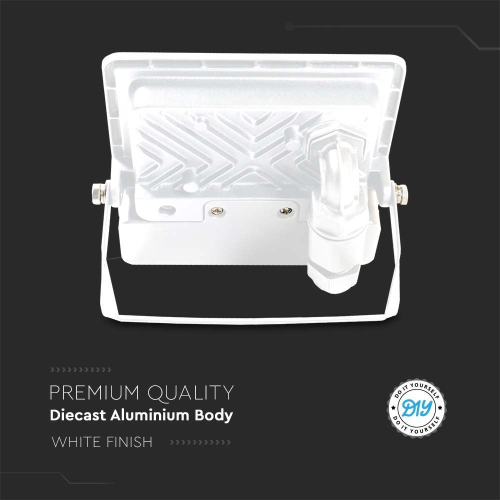 V-Tac 30W LED projektør med sensor, hvid - Samsung LED chip - 2340lm - IP65 - 5 års producentgaranti