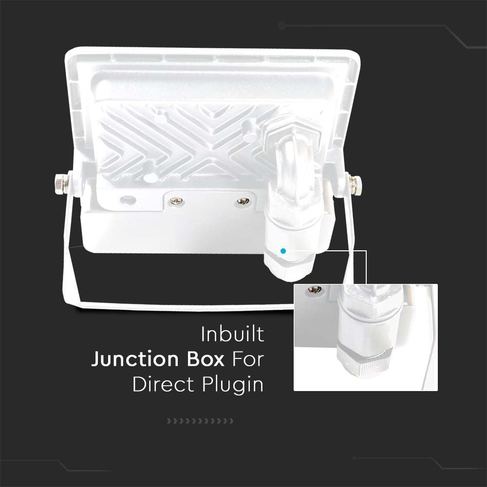 V-Tac 30W LED projektør med sensor, hvid - Samsung LED chip - 2340lm - IP65 - 5 års producentgaranti