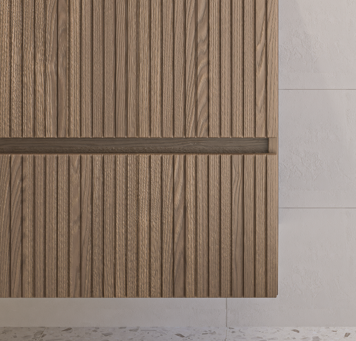 Proline møbelsæt 121x46cm terra eg med 2 softclose skuffer