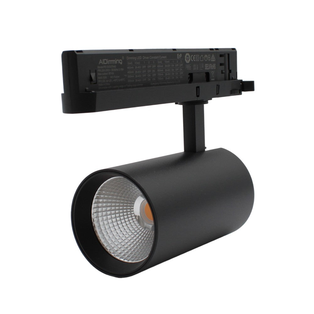 29W Sort Dæmpbar Skinnespot LEDlife 140 lm/W RA 90 38° 3-faset - Effektiv belysning til ethvert rum