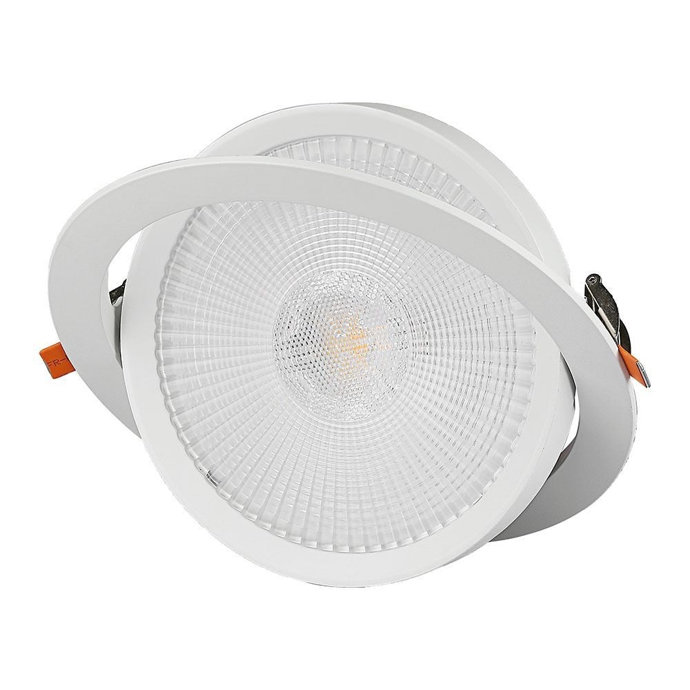 V-Tac 20W LED indbygnings-spotlight - Hul: Ø14,5 cm, Mål: Ø17 cm, 3 cm høj