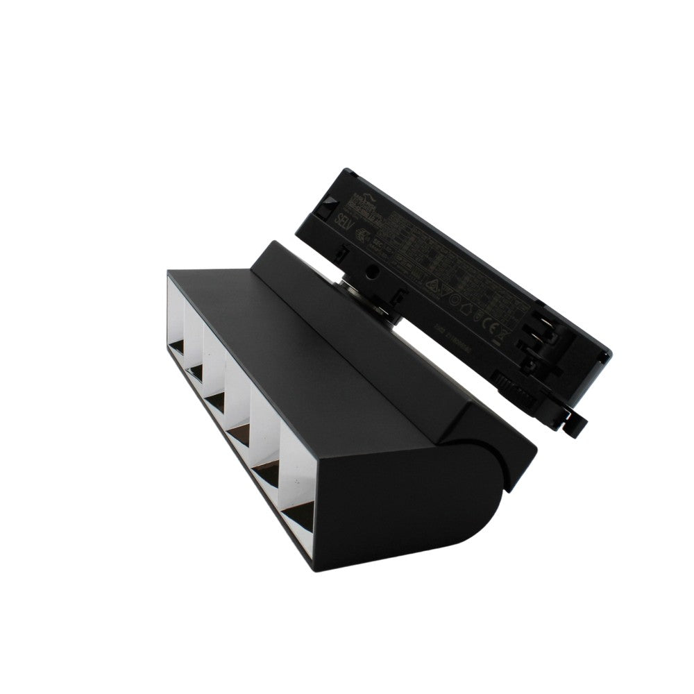 Justerbar LED lysskinne til 3-faset skinner, 36W, 23,5 cm, sort - LEDlife RA92, 230V input, 5500lm