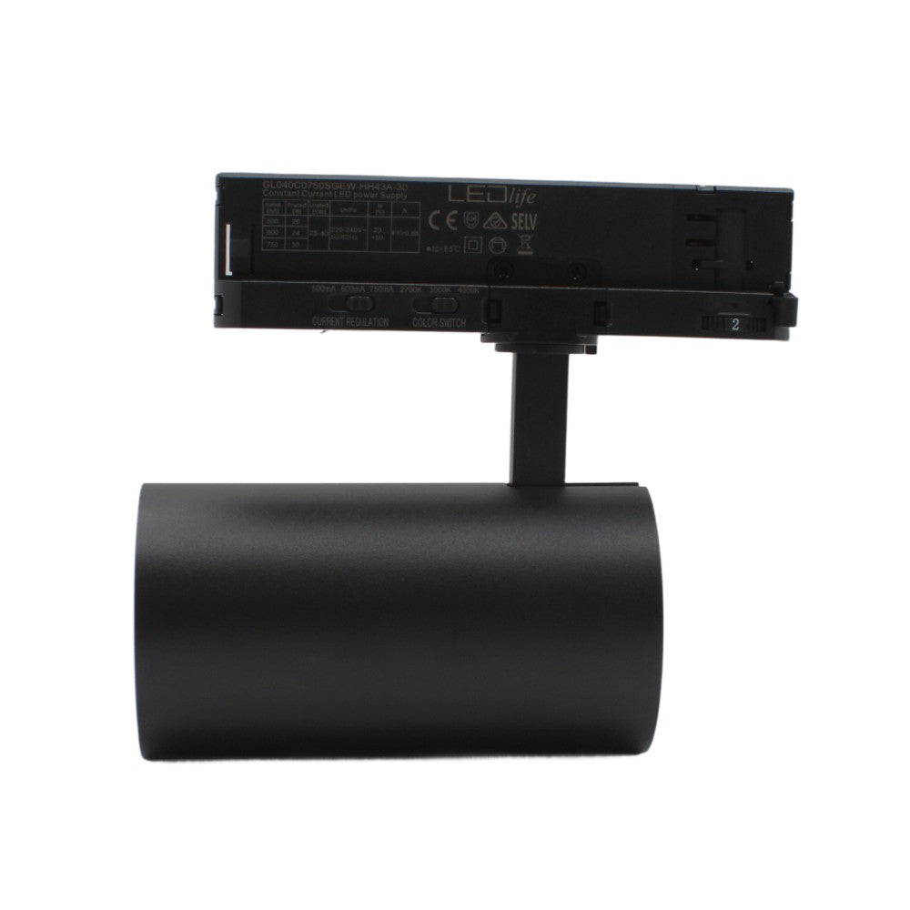 LEDlife CCT justerbar skinnespot 28W - Sort, Justerbar CCT + lysstyrke, RA90, 3200lm, Flicker free, 3-faset