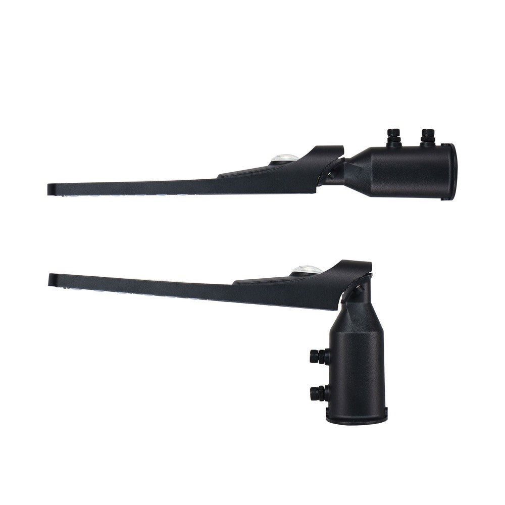 Slim 30W LED gadelampe - Neutral hvid, 230V, 140/85°, IP65, 423x109x76mm, sort, Skumringssensor.