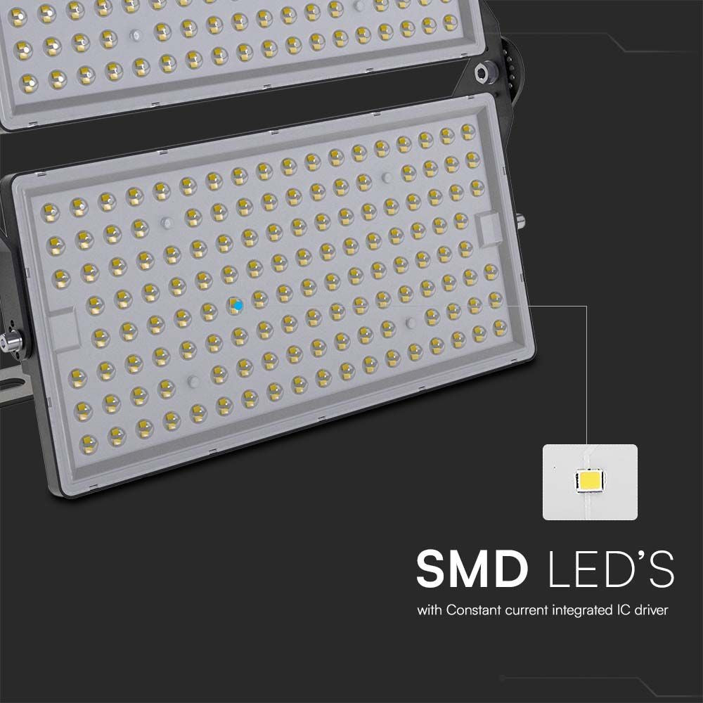 500W Super High Power LED Projektør med 1m Kabel, Sort Hus, IP65, 4000K, 135lm/W