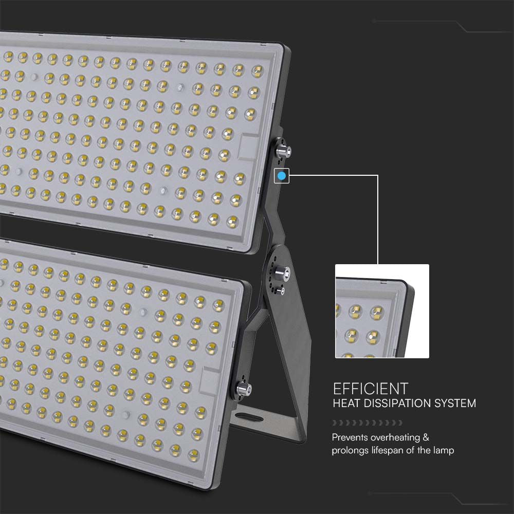 500W Super High Power LED Projektør med 1m Kabel, Sort Hus, IP65, 4000K, 135lm/W