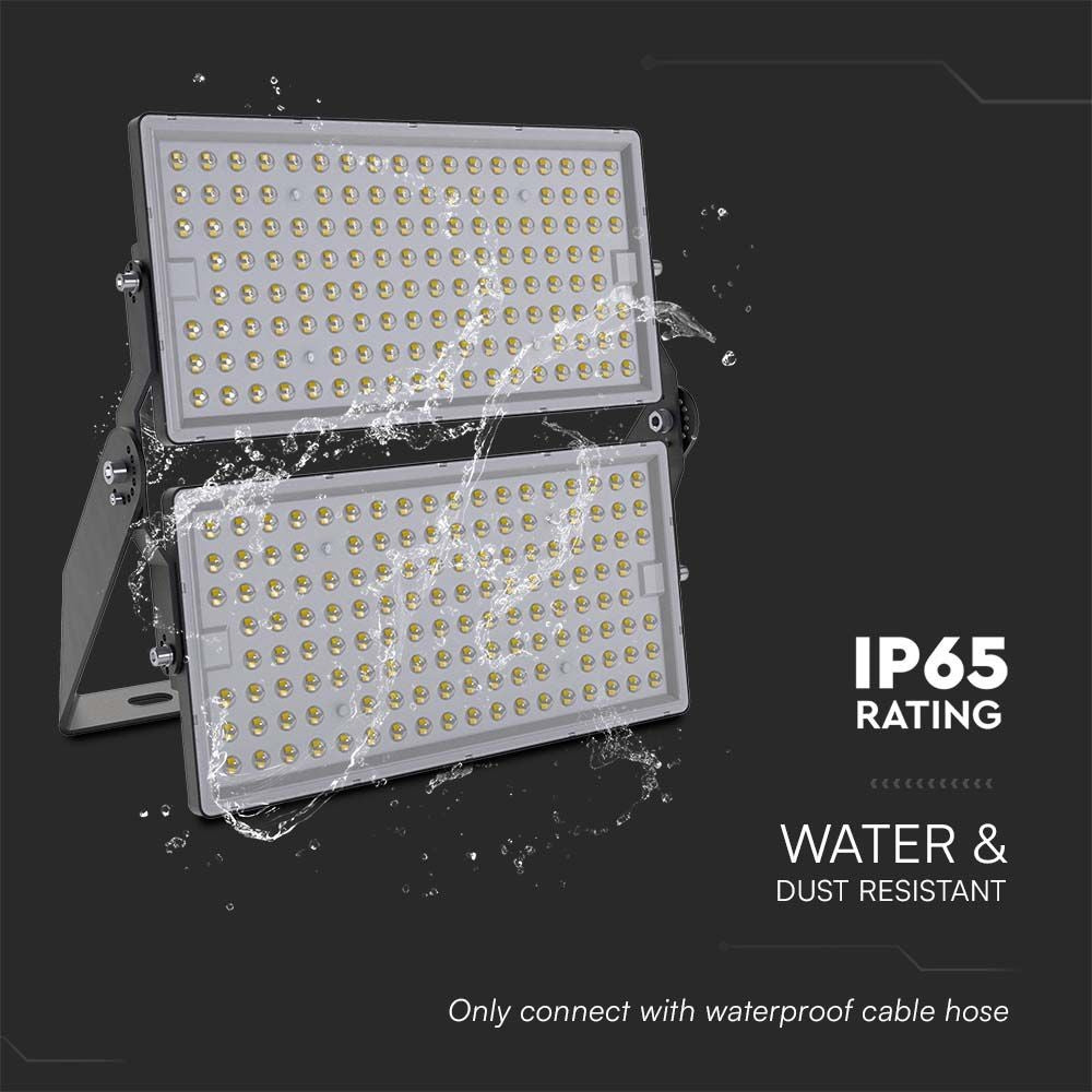 500W Super High Power LED Projektør med 1m Kabel, Sort Hus, IP65, 4000K, 135lm/W