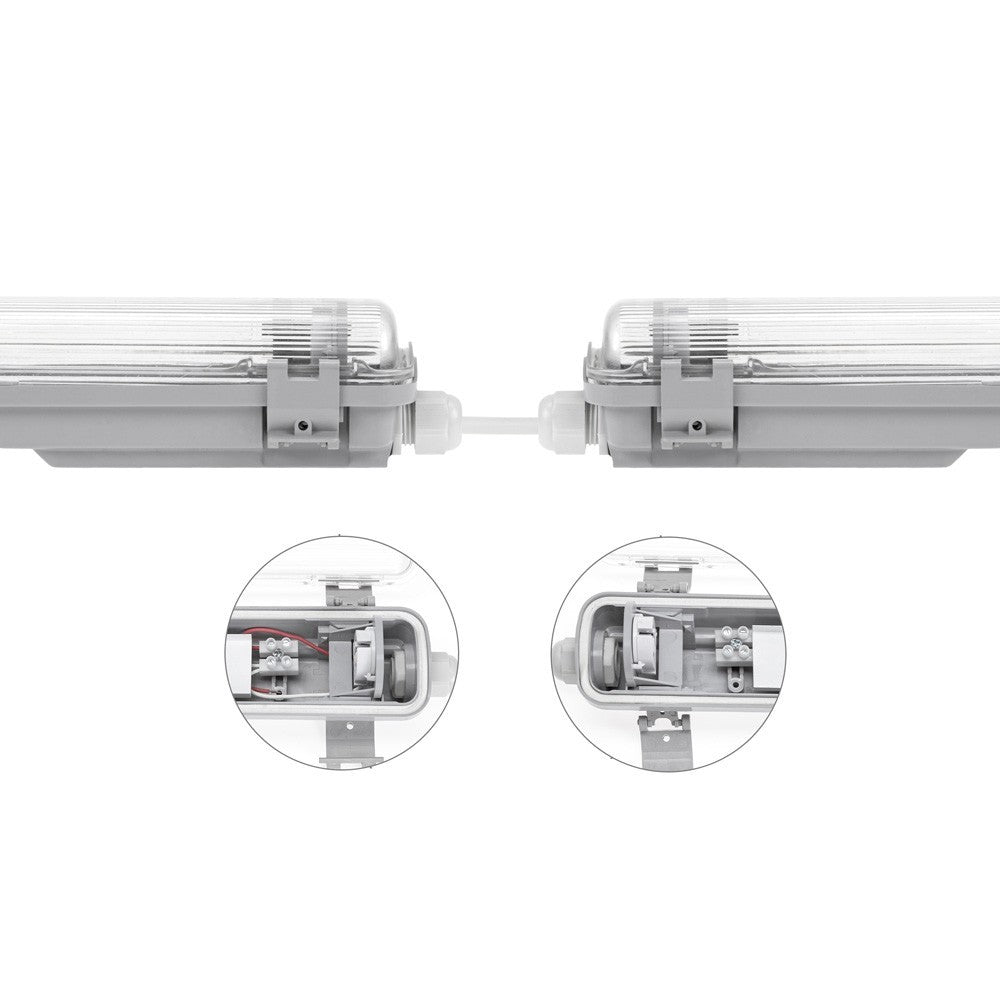 Limea T8 LED enkelttarmatur med 9W LED rør - IP65 vandtæt