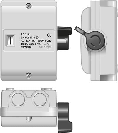Sikkerhedsafbryder 16A 3P+N+J Grå med sort greb
