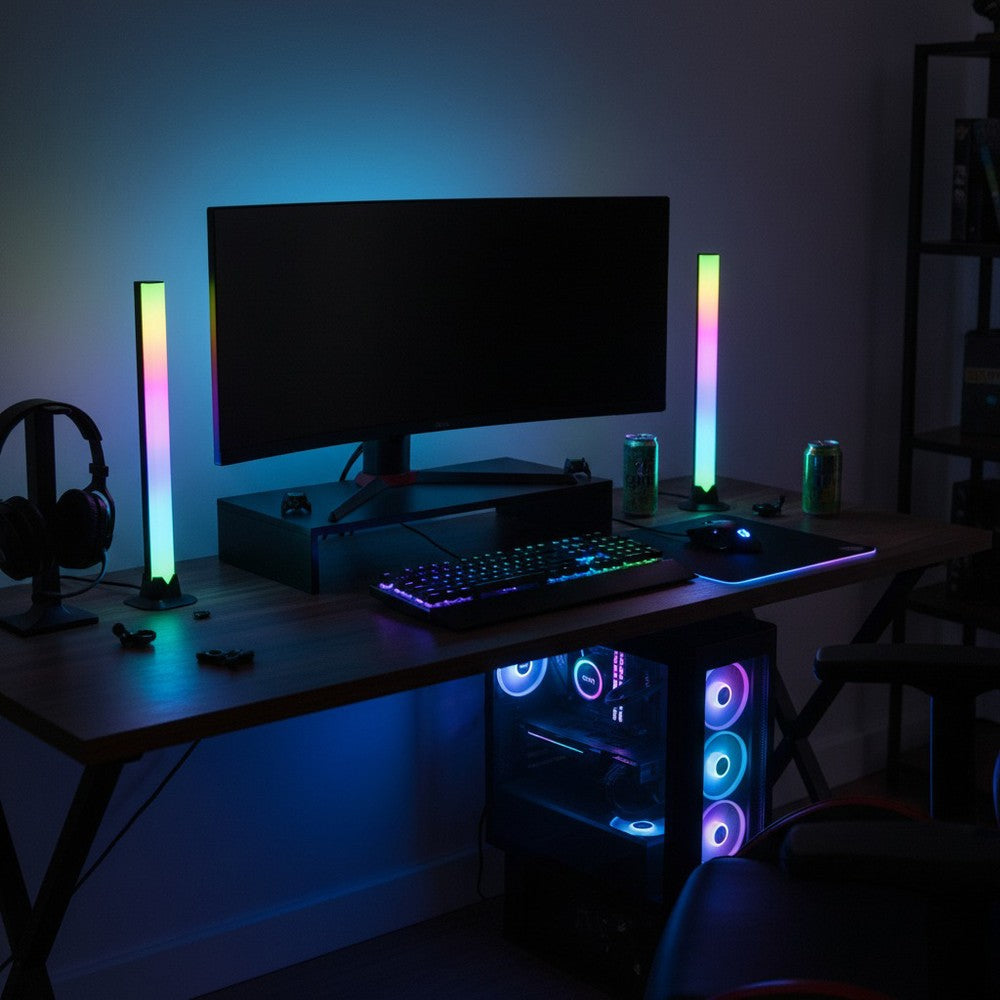 2 stk. RGBIC ambient light bar - 32cm, Bluetooth, 5W effekt, 5V USB-indgang