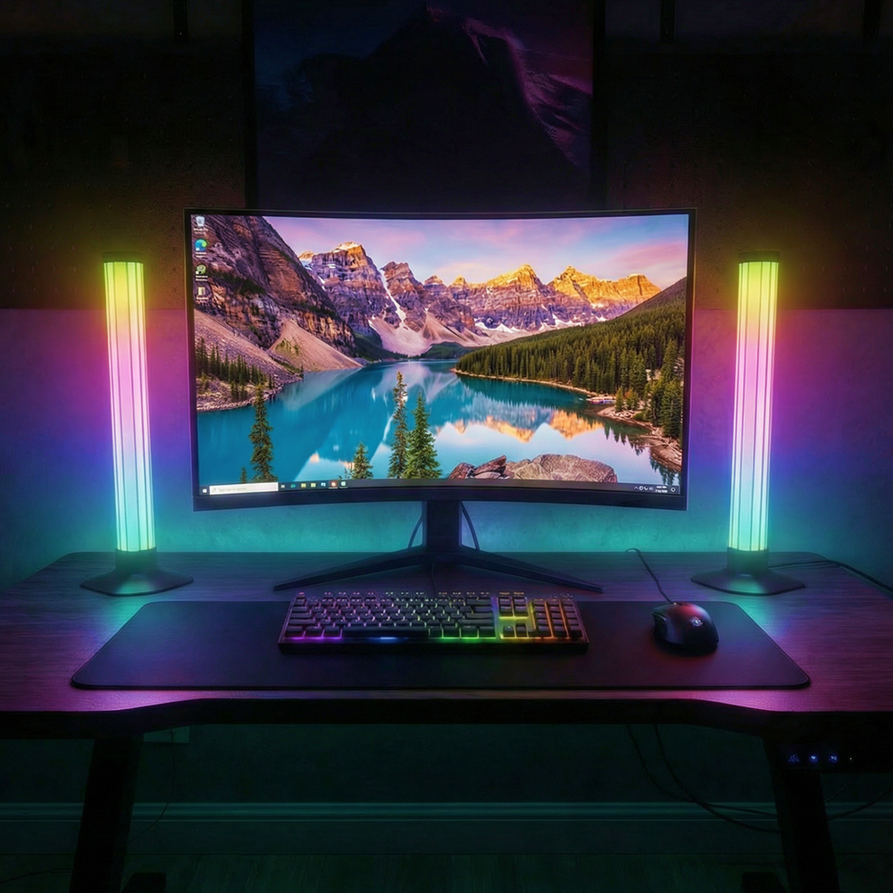 2 stk. RGBIC Ambient Light Bar - 33cm, Bluetooth, Effekt: 5W, Input: 5V USB