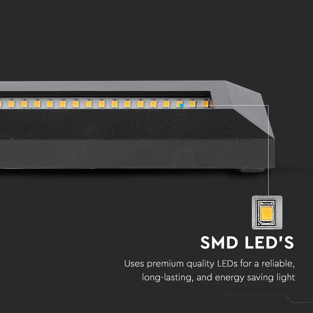 Trappelys med LED, 3000K, Sort hus, Rektangel, Effekt 3W, 110lm, RA80, IP65