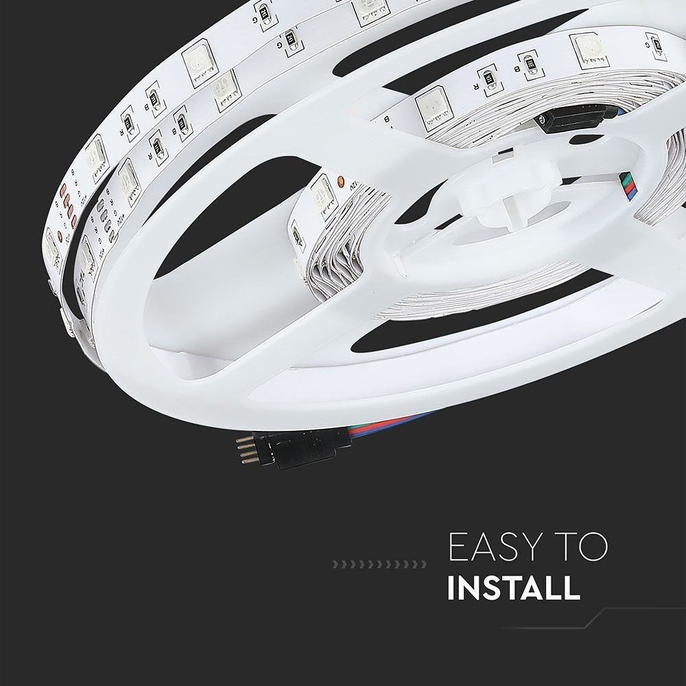 V-Tac 4,8W/m RGB LED-stripsæt - 5m, 30 LED pr. meter, 400lm/m