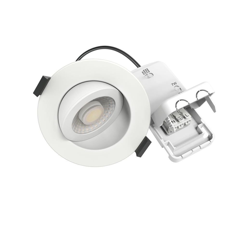 LEDlife Dim2Warm+CCT indbygningsspot - Roterbar, Ø8,3 cm, 7W, hvid kant, dæmpbar, 230V, RA96