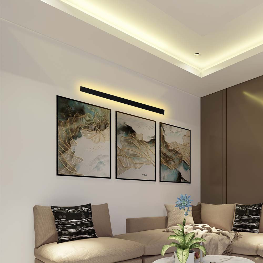 16W LED Væglys i Sort, 3000K, IP65, RA90, 2035lm - 1010*60*50mm