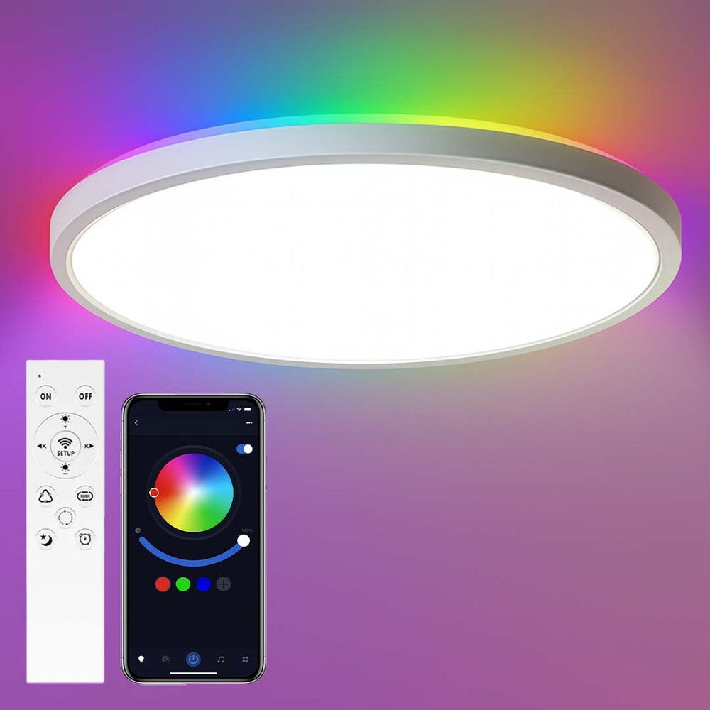 CCT loftlampe med RGBIC backlight - Ø30cm, 39W, Tuya, inkl. fjernbetjening - 230V, 2800lm
