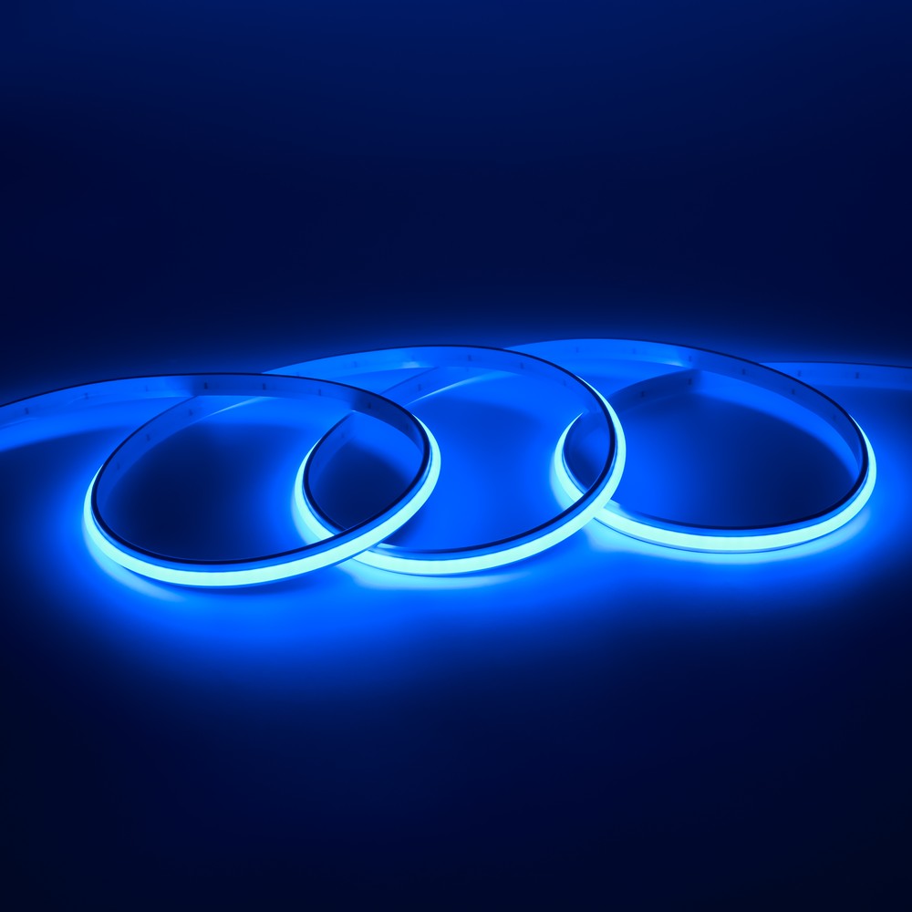5m Blå Dot-free COB-LED strip - IP20, 240 LED pr. meter, 24V, COB LED