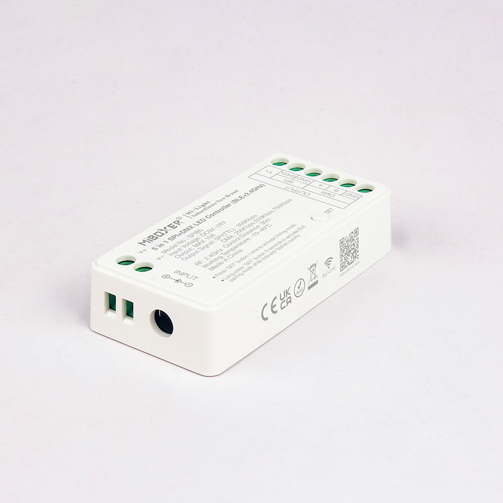 5i1 DMX+SPI+WIFI strip controller - RF, 12V/24V, RGB+CCT - Elektronisk controller til LED-strips med mulighed for fjernbetjening og farveskift